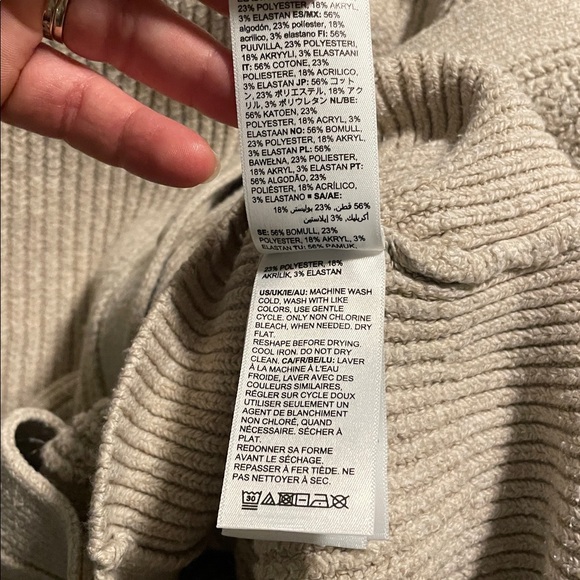 Amazon Essentials Ribbed V-Neck Button Cardigan - Beige - Picture 8 of 8